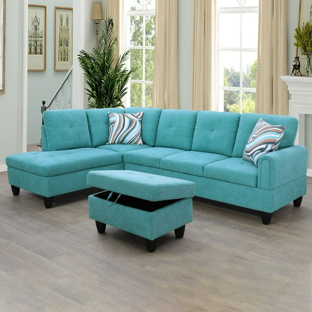 Hommoo Modern Flannel Living Room Furniture Sets Sectional Couches and