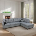 thumbnail image 1 of Hommoo Modern Linen 2-Piece Couch Living Room Sofa Set Sectional Couches and Sofas, L-Shaped Sectional Couch Sofa, Grey(No Ottoman), 1 of 7