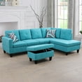 thumbnail image 1 of Hommoo Modern Linen 2-Piece Living Room Sofa Set Sectional Couches and Sofas, L-Shaped Sectional Couch Sofa, Green(No Ottoman), 1 of 7