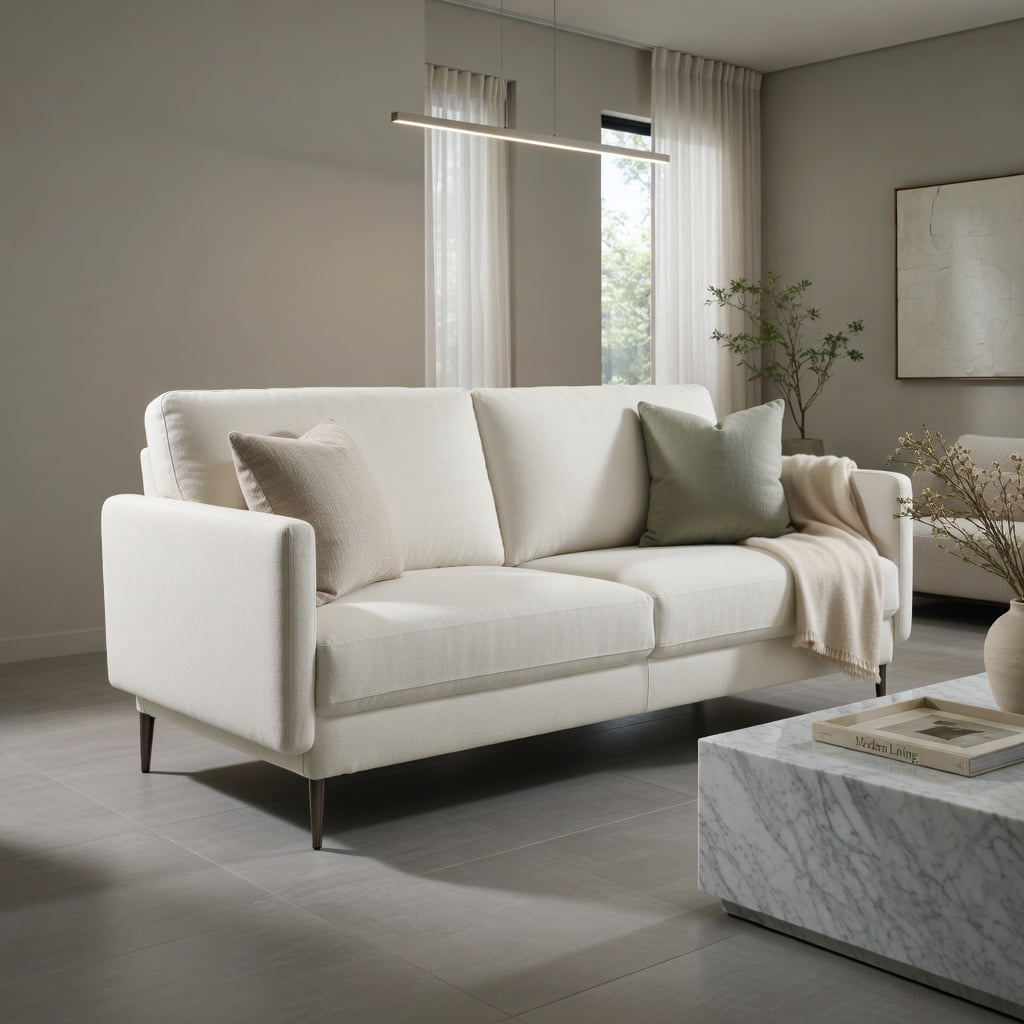 Hommoo Modern Loveseat Sofa with Ergonomic Backrest Cushions, Metal Legs & Removable Covers,Compact 2-Seater for Dorms & Living Rooms, White