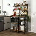 thumbnail image 1 of Hommoo 7 Tiers Multipurpose Kitchen Storage Rack, Baker’s Rack for kitchens with Power Outlet &Hook, Storage Microwave Stand Coffee Bar Station, Rustic Brown, 1 of 10