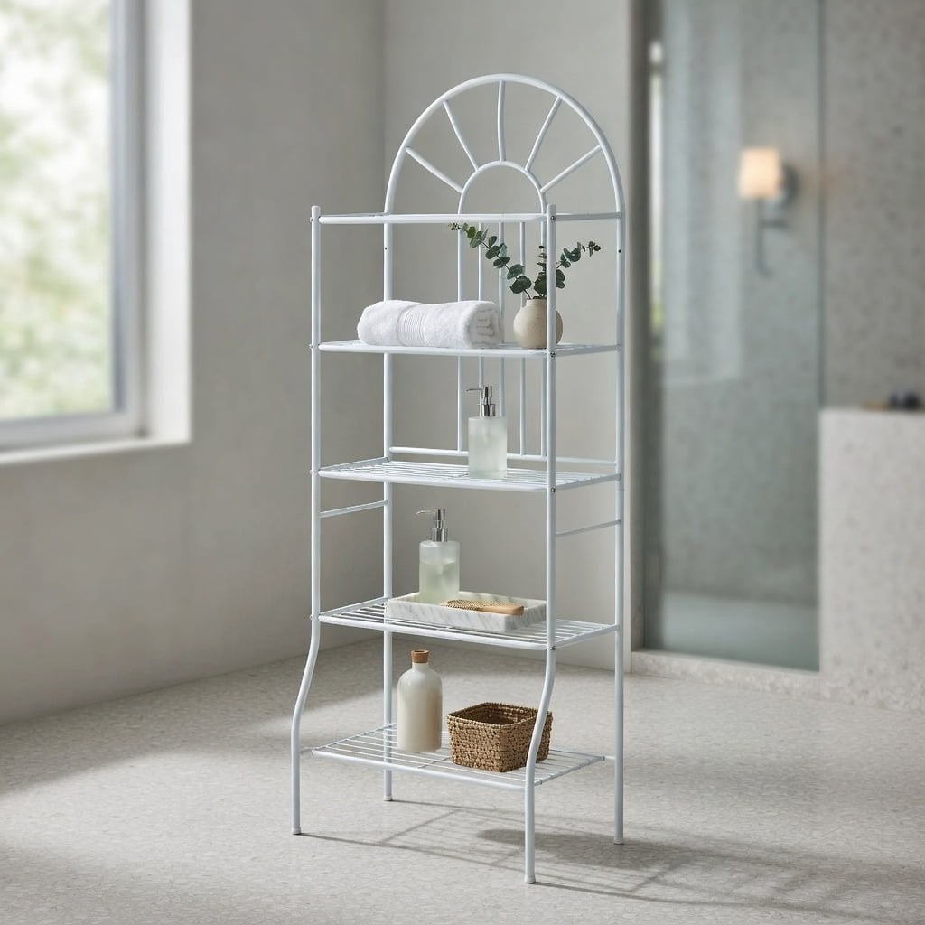 Hommoo Over-the-Toilet Bathroom Storage Rack, 3-Tier Heavy-Duty Iron Shelving Unit, Space-Saving Organizer for Toilets, Bathrooms & Small Spaces, White