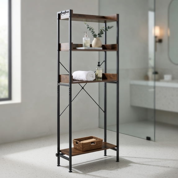 Hommoo Over-the-Toilet Storage Rack with Adjustable Bottom Bar, 3-Tier ...