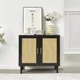 thumbnail image 1 of Hommoo Rattan Storage Side Cabinet, Side Panel Buffet Cabinet with Adjustable Shelves, Modern Console Cabinet, Black, 1 of 5