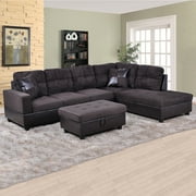 Hommoo Sectional Sofa Couch Free Combination Sectional Couch, L Shaped Sectional Sofa, Modern Sofa Set for Living Room, Dark BrownWithout Ottoman