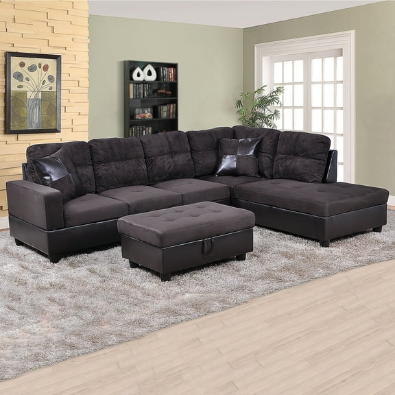 Hommoo Sectional Sofa Couch Free Combination Sectional Couch, L Shaped Sectional Sofa, Modern Sofa Set for Living Room, Dark Brown(Without Ottoman)