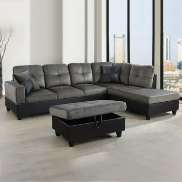 Hommoo Sectional Sofa Free Combination Sectional Couch, L Shaped Sectional Sofa, Modern Sofa Set for Living Room, Taupe(Without Ottoman)