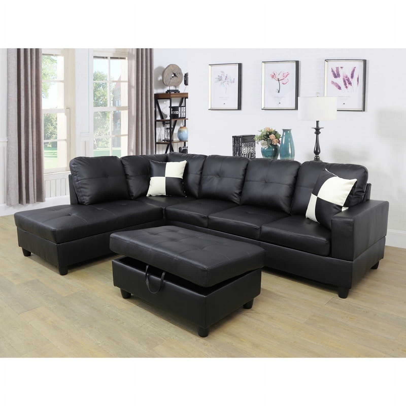 Hommoo Semi Pu Leather Sectional Sofa