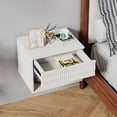 thumbnail image 1 of Hommoo Set of 2 Nightstand, Carved Surface Wall-Mounted Bedside Table Set with Drawer & Open Shelf, 3-Section Slides, White, 1 of 9