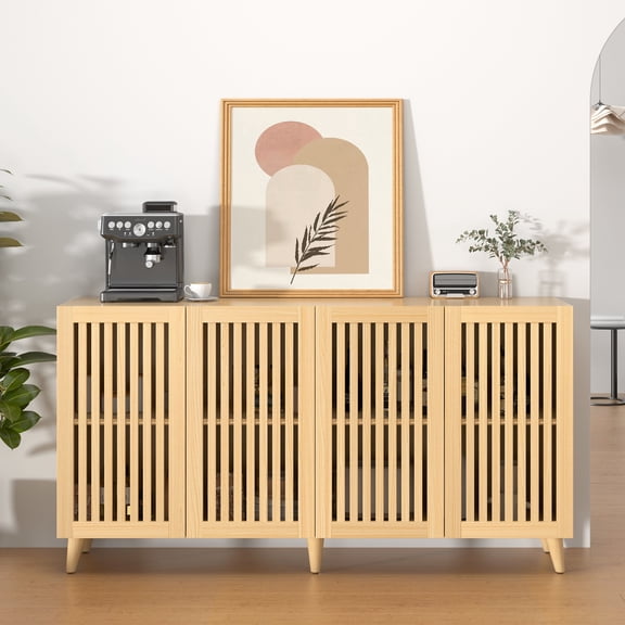 Hommoo Sideboard Buffet Storage Cabinet, Multifunctional Console Sideboard Credenza for Home, Office, Oak