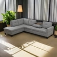 thumbnail image 1 of Hommoo Sofa Set, Linen 2-Piece Sofa Set,L-Shaped Sectional Couch Set with Right Armrest for Living Room，Brown Grey（No Ottoman）, 1 of 7