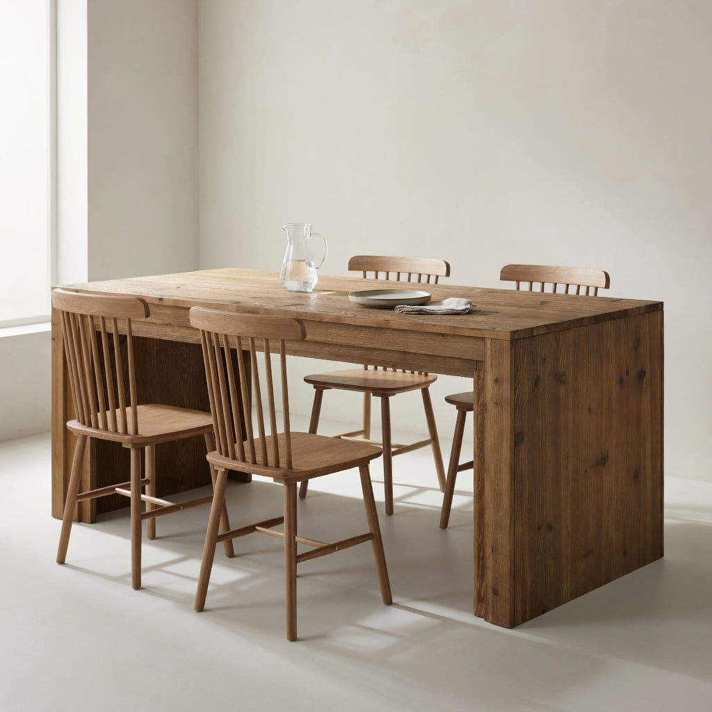 Hommoo Solid Wood Rectangular Dining Table for 6-10 People, 78.7 Inch Rustic Farmhouse Kitchen & Dining Room Table with Heavy-Duty Build, Natural