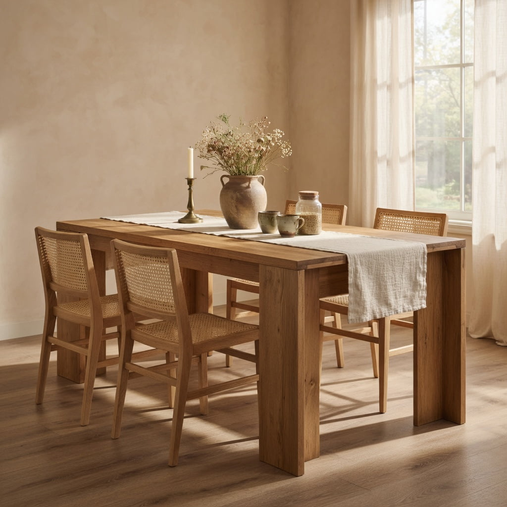 Hommoo Tribesigns Solid Wood Dining Table 63 Inch, Farmhouse Kitchen Table for 6-8 People, Rustic Wood Rectangular Table with Sturdy Legs, Easy Assembly, Natural