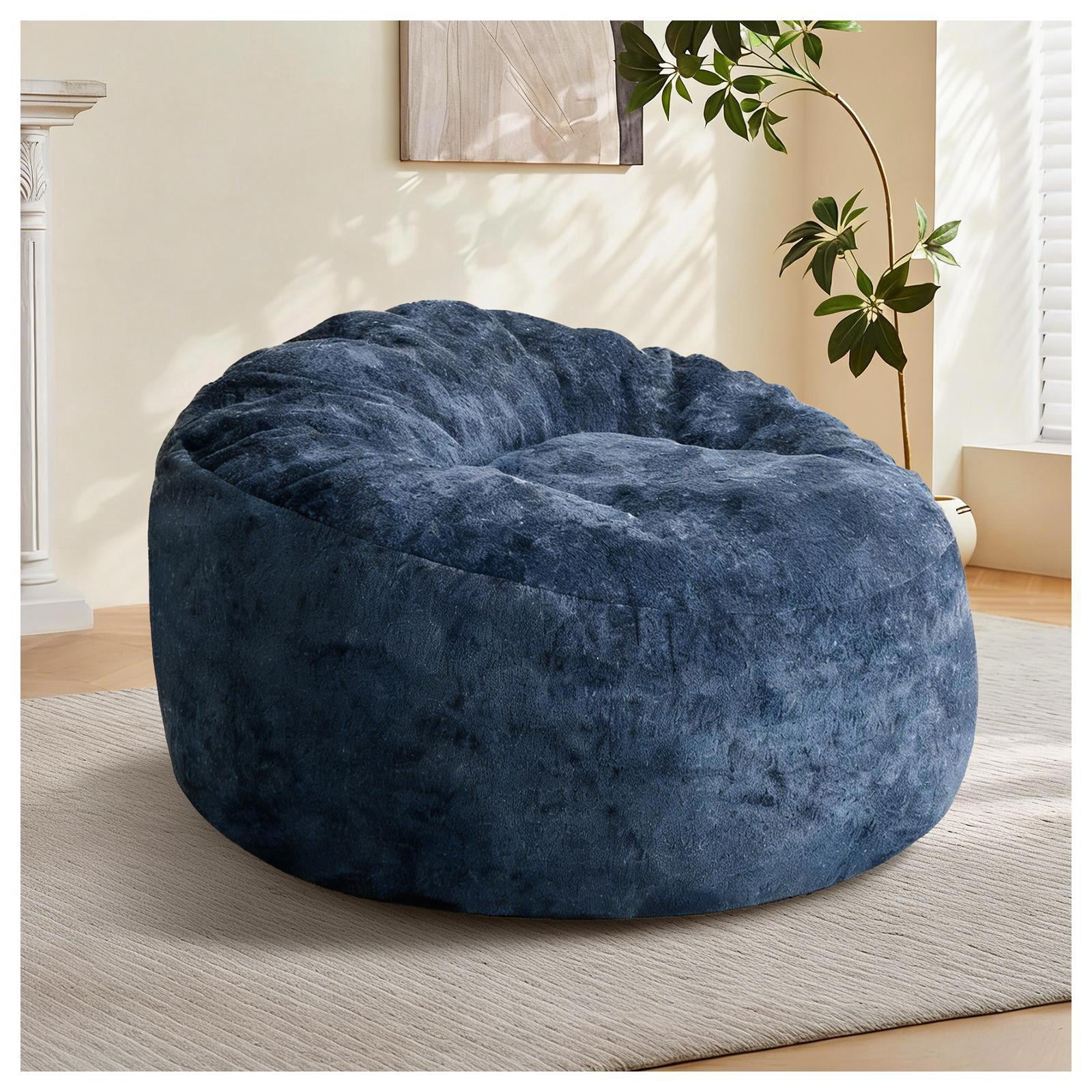 Hommoo Ultra-Comfort Ergonomic Bean Bag Chair Lounge Chair, with Adjustable High-Elasticity Inner Filling and Detachable Washable Cover, for Living Room, Bedroom & Balcony, Blue