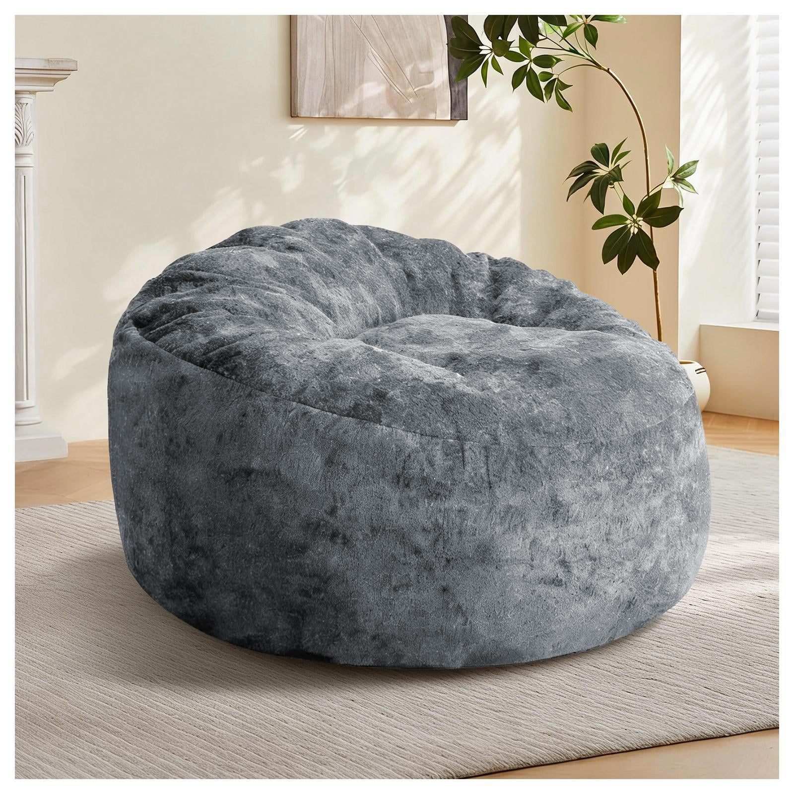 Hommoo Ultra-Comfort Ergonomic Bean Bag Chair Lounge Chair, with Adjustable High-Elasticity Inner Filling and Detachable Washable Cover, for Living Room, Bedroom & Balcony, Gray