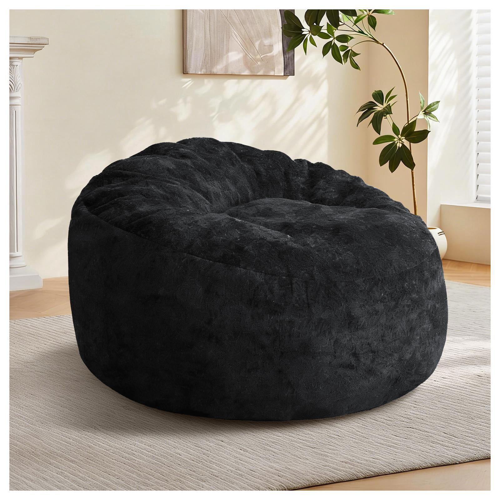 Hommoo Ultra-Comfort Ergonomic Bean Bag Chair Lounge Chair, with Adjustable High-Elasticity Inner Filling and Detachable Washable Cover, for Living Room, Bedroom & Balcony, Black