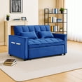 thumbnail image 1 of Hommoo Versatile Velvet Loveseats Reversible Pull Out Futon Couch,3 in 1 Sleeper Sofa Bed for Living Room, Blue, 1 of 10