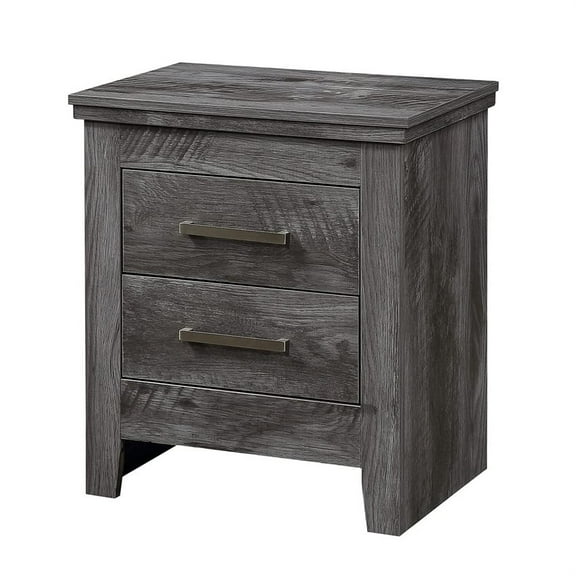 Hommoo Vintage 2 Drawers End Table Wood Nightstand, Bedside Table for Bedroom, Closet, Entryway, College Dorm, Oak Gray