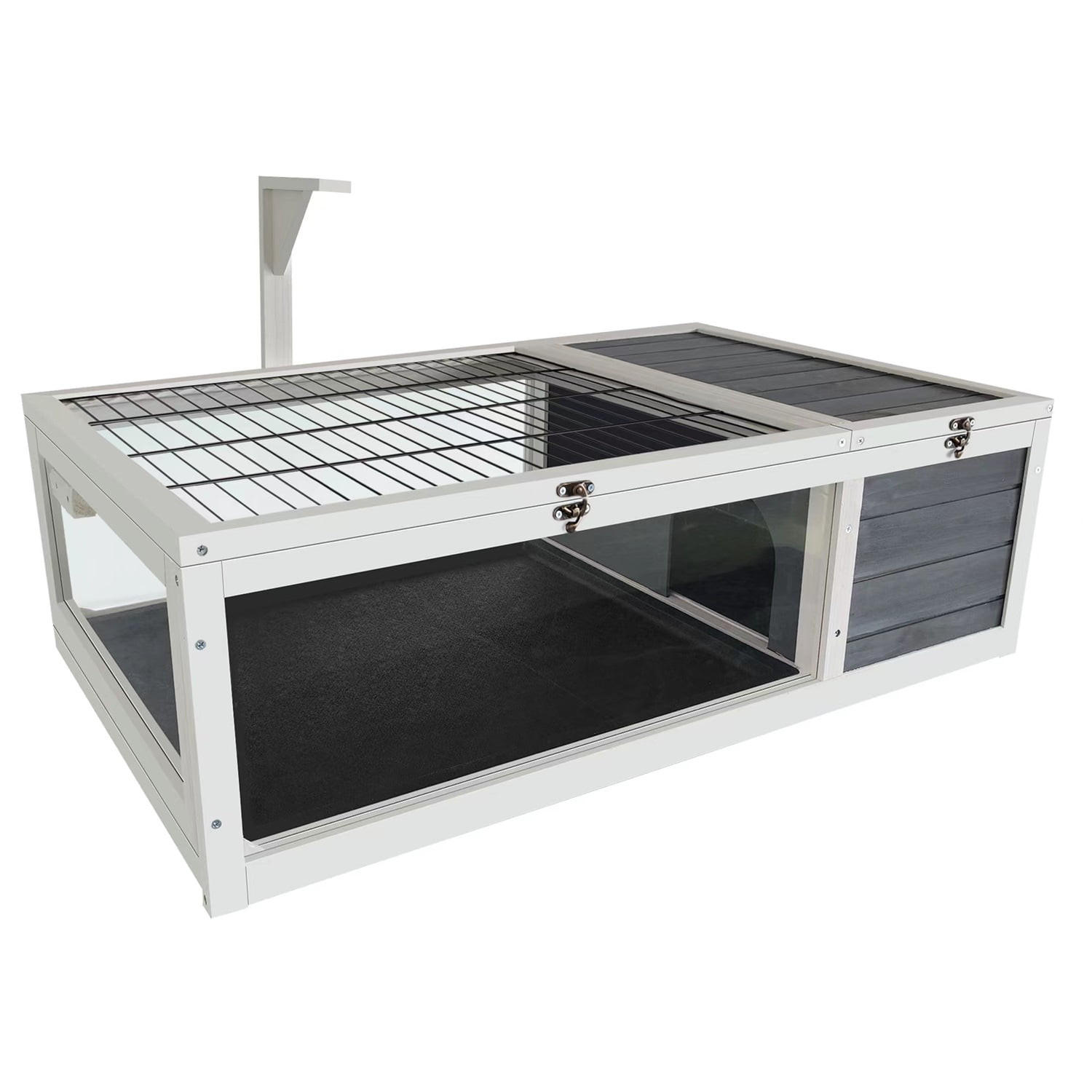 Gray Wood and Acrylic Indoor Turtle Habitat Cage with Light Support