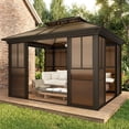 thumbnail image 1 of Hommow 10' x 12' Solarium Sunroom, Outdoor Hardtop Polycarbonate Roof Sun Room, Aluminum Frame Tiny House with Lockable Sliding Doors, 1 of 6