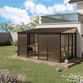 thumbnail image 1 of Erinnyees 10' x 14' Solarium Sunroom, All-Season Lean to Gazebo with Thickened PC Screen, Galvanized Steel Roof and Removable Door, 1 of 7