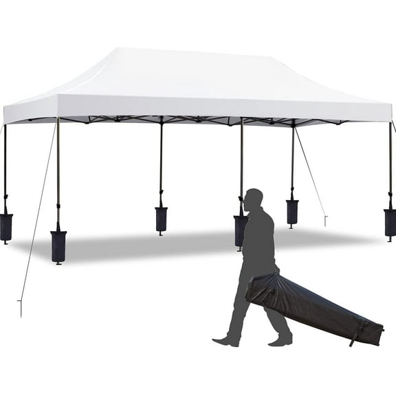 Hommow 10' x 20' Pop Up Canopy Tent Outdoor Tents for Parties with Roller Bag and 6 Sand Bags