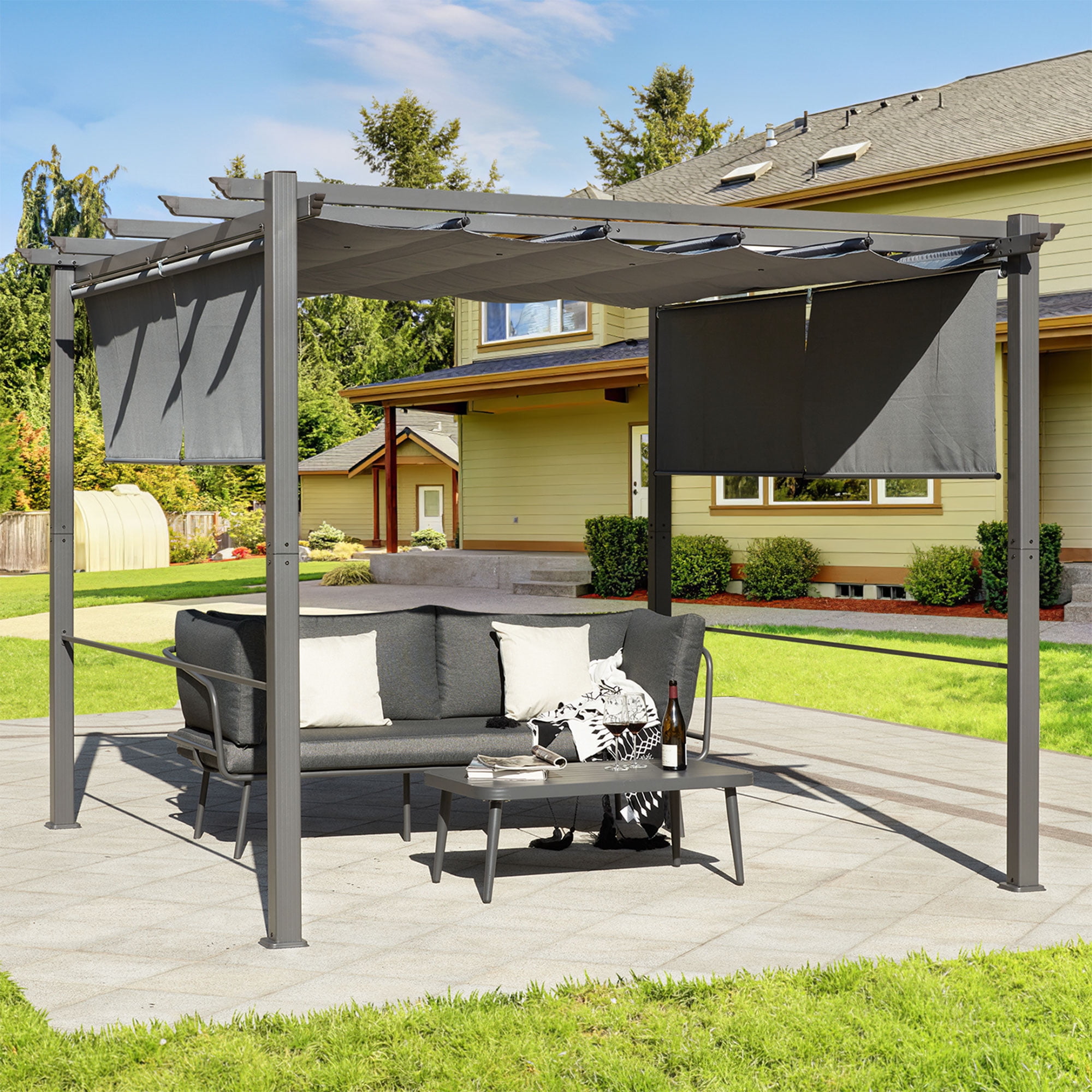 Hommow Top Quality Aluminum 10' x 10' Outdoor Patio Pergola Gazebo with ...