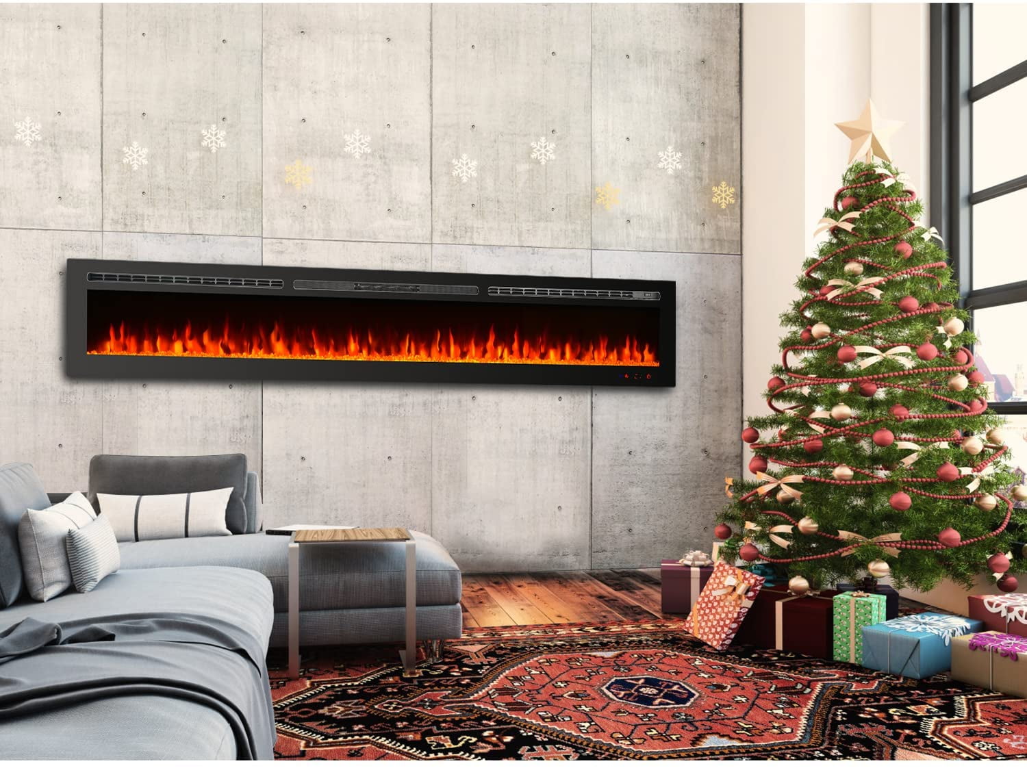 Hommow 100 Electric Fireplace Recessed and Wall Mounted,12 Flame Color  Fireplace Heater Ideal for Family Room,Bedroom - Walmart.com