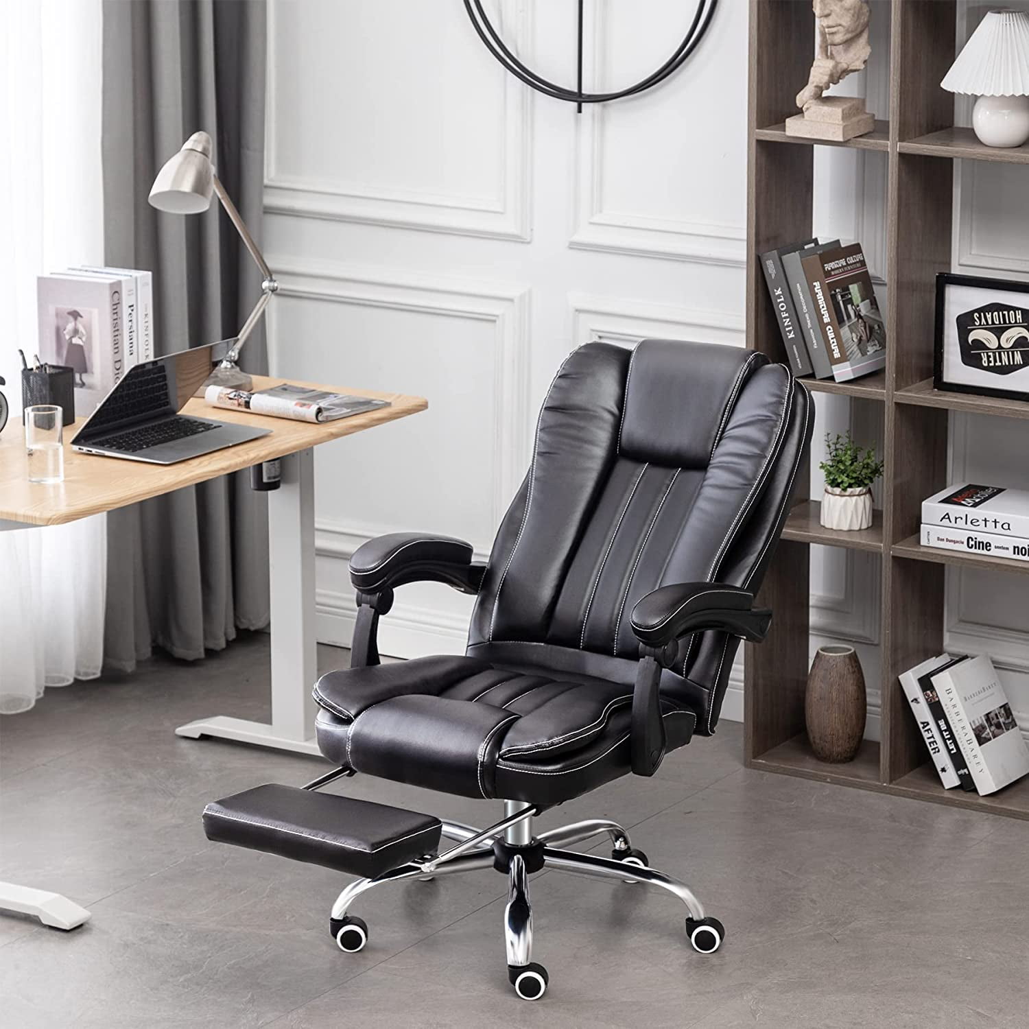 Hommow Executive Office Chair, PU Ergonomic Reclining Chair, Swivel