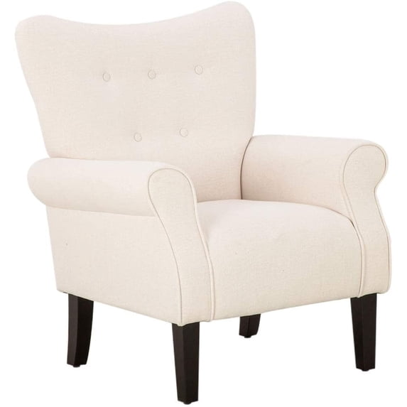Hommow Mid Century Wingback Arm Chair,High Back Accent Chair,Beige