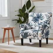 Hommow Mid Century Wingback Arm Chair,High Back Accent Chair,Blue Leaf