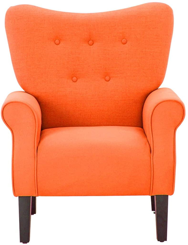 Hommow Mid Century Wingback Arm Chair,High Back Accent Chair,Orange