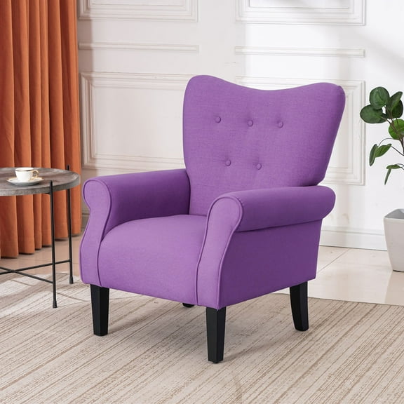 Hommow Mid Century Wingback Arm Chair,High Back Accent Chair,Purple