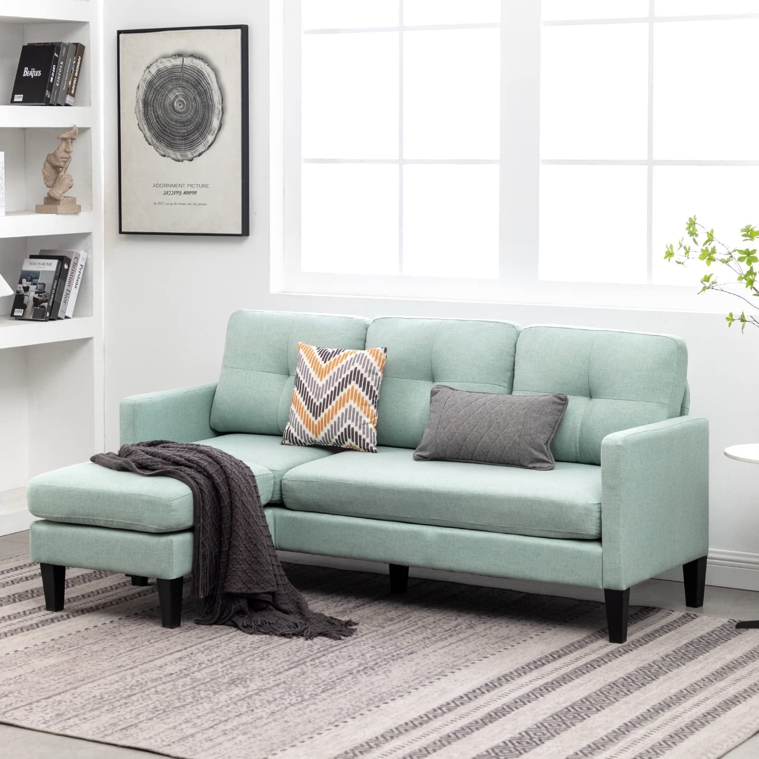 Hommow Reversible Sectional Sofa L Shaped Chaise Longue with