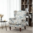thumbnail image 1 of Hommow Upholstered Accent Chair, Floral Print Fabric Armchair,Blue, 1 of 6