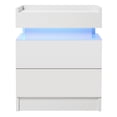 thumbnail image 1 of Hommpa 1pc LED Nightstand High Gloss Modern 2 Drawer Bedside End Table White, 1 of 9