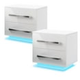 thumbnail image 1 of Hommpa 2 Drawers Nightstand Set of 2 High Gloss LED Light Bedside Table with Handle Modern White Led Nightstands Smart Night Stands Bed Side Table for Bedroom Furniture, 1 of 11