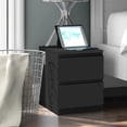 thumbnail image 1 of Hommpa 2 Drawers Nightstand for Bedroom, Bedside End Table Organizer, Wooden Black Finish 17.72" x 13.78" x 18.51", 1 of 11