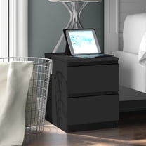 Hommpa 2 Drawers Nightstand for Bedroom, Bedside End Table Organizer, Wooden Black Finish 17.72" x 13.78" x 18.51"