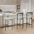 thumbnail image 1 of Hommpa Bar Stools Chairs Set of 3, 26" Beige Fabric Kitchen Counter Stools with Curved Back and Footrest, Fabric Counter Height Bar Chair for Kitchen Island, 1 of 11