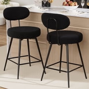 Hommpa 26 Swivel Bar Stools Set of 2 with Back Upholstered Counter Height Modern Boucle Bar Chairs with Metal Frame & Footrest 360  Swivel Dining Pub Chairs for Kitchen Island