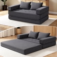 thumbnail image 1 of Hommpa 58" Convertible Sofa Bed Foldable Couch Bed Folding Mattress Couch, Sleeper Sofa with Pillow with High Density Foam Filling, for Living Room for Holiday Festival Gift, Gray, Queen, 1 of 12