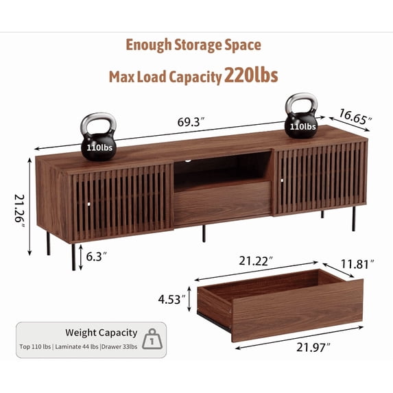 Hommpa 63inch mid modern tv stand height