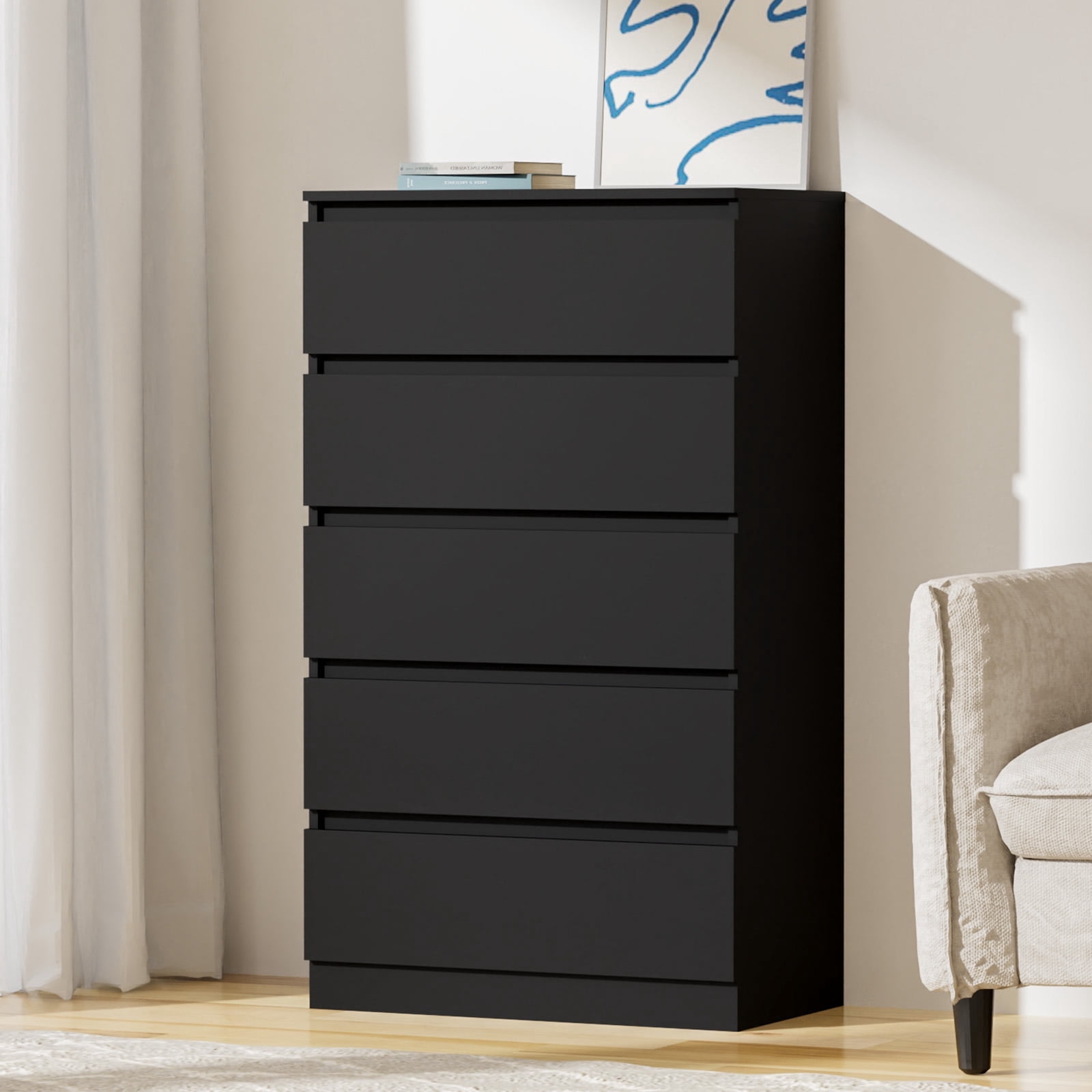 ikea kullen 5 drawer chest dresser black brown Hommpa for Bedroom, 48 inchh Dresser for Closet, Drawers Tall Wooden Modern Storage Chests of Drawers for Women, Living Room Furniture Color_white Memorial Day Wedding...marine Dress Taglia:US6 - IT36 Durable and practical