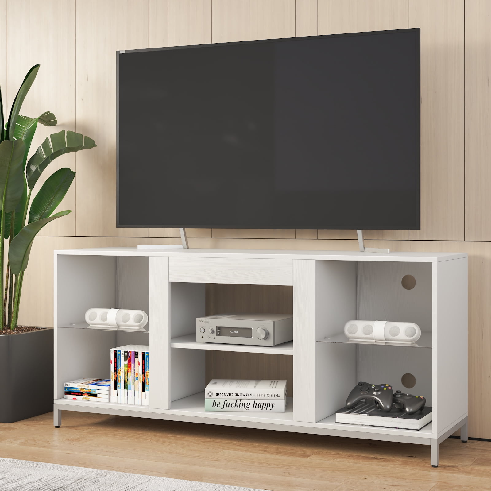 Hommpa Electric Fireplace Console TV Stand for TVs up to 63", White