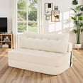 thumbnail image 1 of Hommpa Folding Sofa Bed Foldable Couch Bed Convertible Futon Chair with High Density Foam Filling with Pillow, Comfort Chair Bed for Living Room for Holiday Festival, Beige, Full, 1 of 9