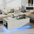 thumbnail image 1 of Hommpa LED Coffee Table with USB Ports and Outlets Lift Top Coffee Tables with Storage High Gloss Gray Rectangular Modern Center Table for Living Dining Room, 1 of 13