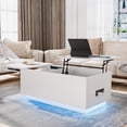 thumbnail image 1 of Hommpa LED Coffee Table with USB Ports and Outlets Lift Top Coffee Tables with Storage High Gloss White Rectangular Modern Center Table for Living Dining Room, 1 of 12