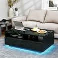 thumbnail image 1 of Hommpa LED Coffee Table with 4 Drawers and Open Shelf High Gloss Black Sofa Side End Tea Table Modern Cocktail Tables with Storage, 1 of 11