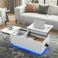Hommpa LED Lift Top Coffee Table with Charging Station for Living Room